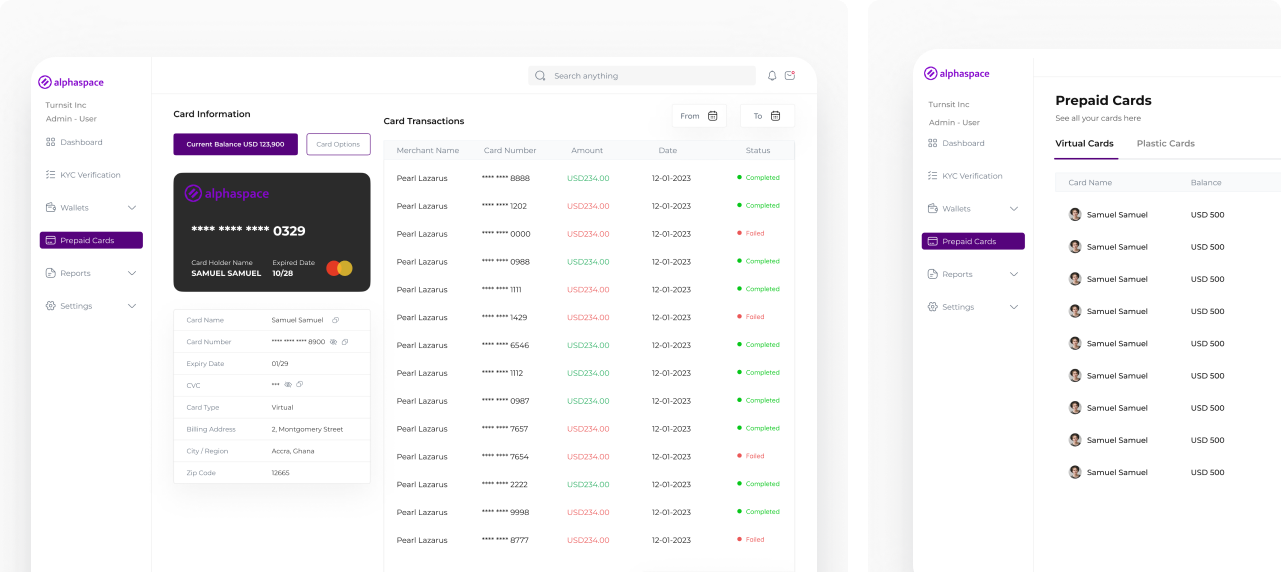 Detailed dashboard to support your business